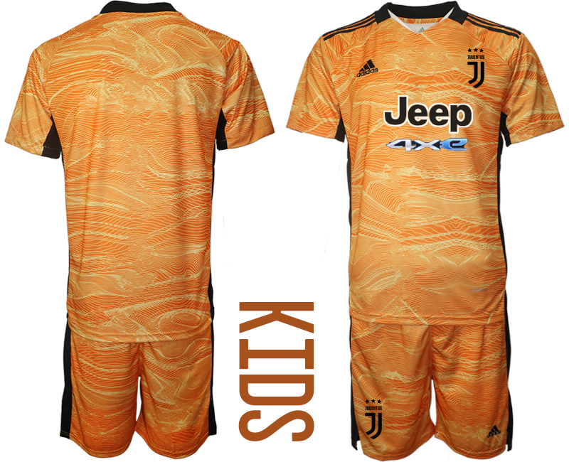 Youth 2021-2022 Club Juventus orange yellow goalkeeper blank Soccer Jersey